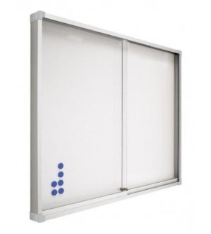 Vitrina de anuncios- Gris magnética con puertas correderas