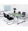 Mesa de oficina patas blancas y tablero color haya.