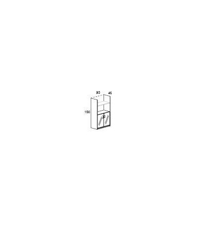 Mueble armario de oficina medio con puertas bajas de cristal