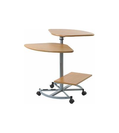 Mesa eje central con 3 estantes